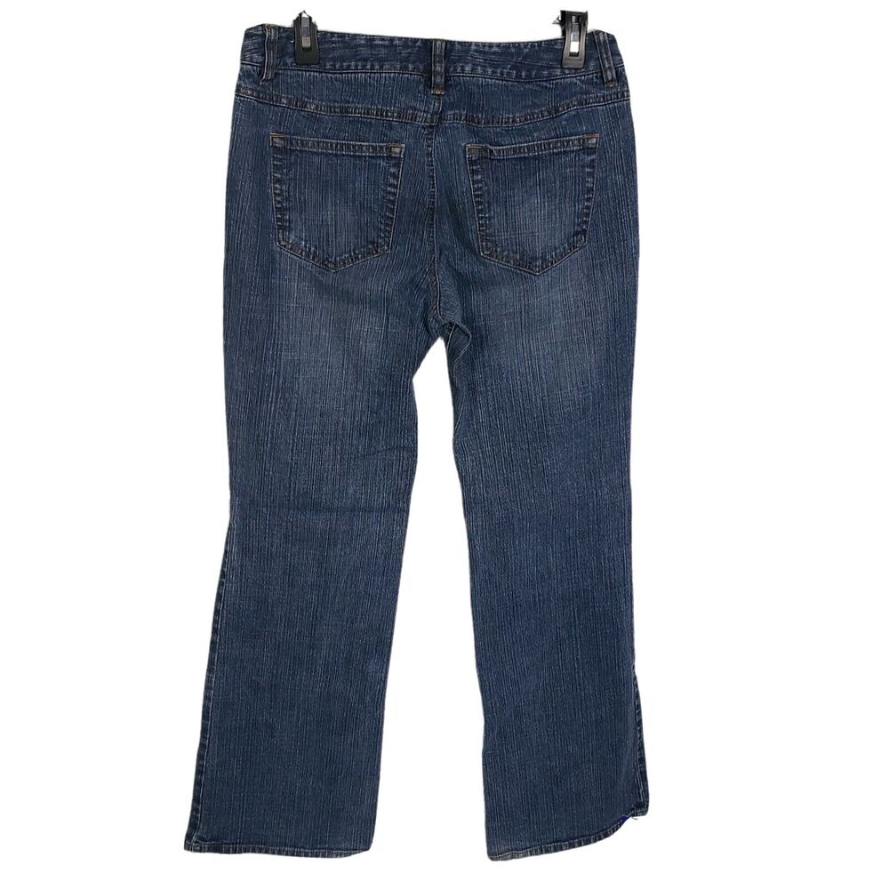 Ann Taylor Loft Womens Jeans Size 6 Flare Leg Blue Denim Stretch Mid Rise Dark - Picture 2 of 12